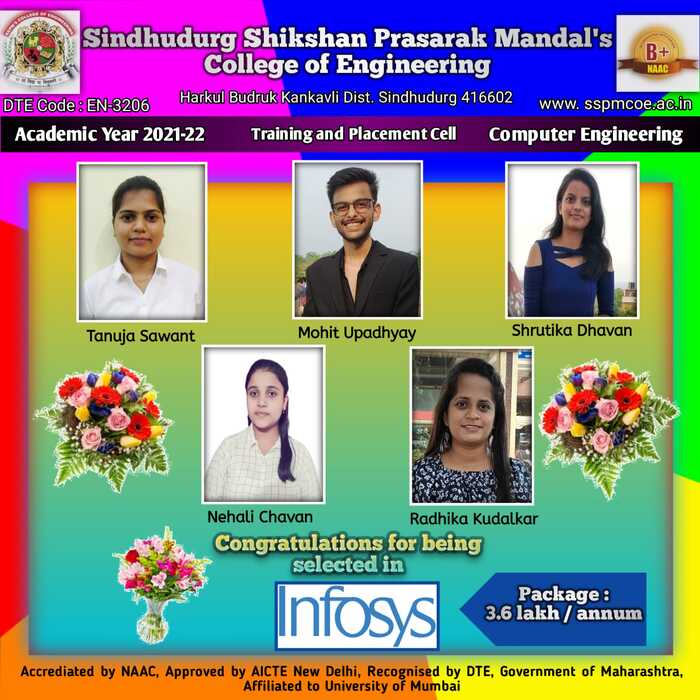 Congratulations to students for placements in Infosys 2021-22