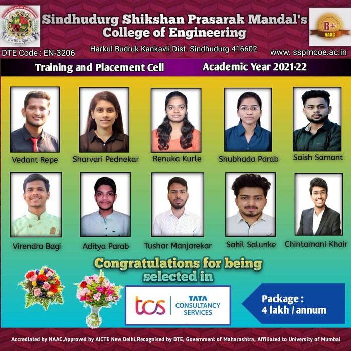 Congratulations for placements in TCS 2021-22