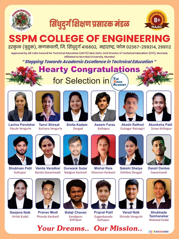 Congratulations for selection in The Kiran Academy