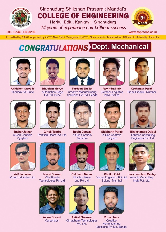 Congratulations to mechanical department