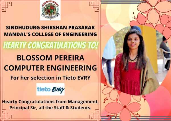 Ms. Blossom Pereira - Congratulations for selection in Tieto EVRY