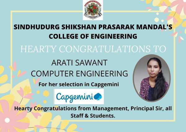 Ms. Arati Sawant - Congratulations for selection in Capgemini