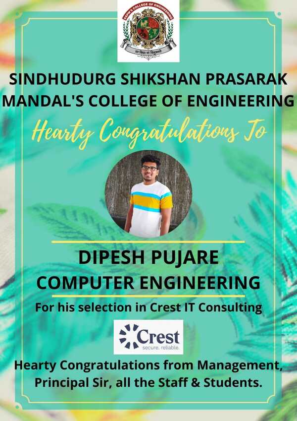 Mr. Dipesh Pujare - Congratulations for selection in Crest IT Consulting