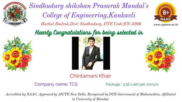 Mr. Chintamani Khair - Congratulations for selection in TCS