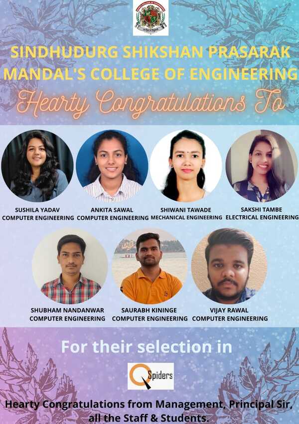 Congratulations to students for selection in QSpiders