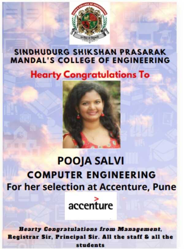 Ms. Pooja Salvi - Placed in Accenture, Pune