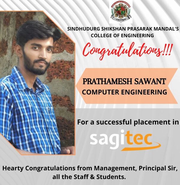 Mr. Prathmesh Sawant - Heartly congratulations for successful placement