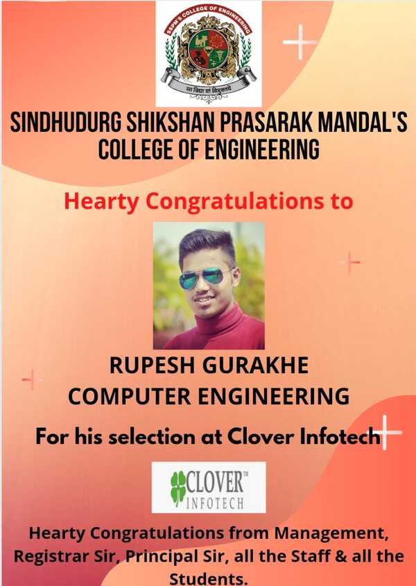 Mr. Rupesh Gurakhe - Heartly congratulations for successful placement in Clover Infotech