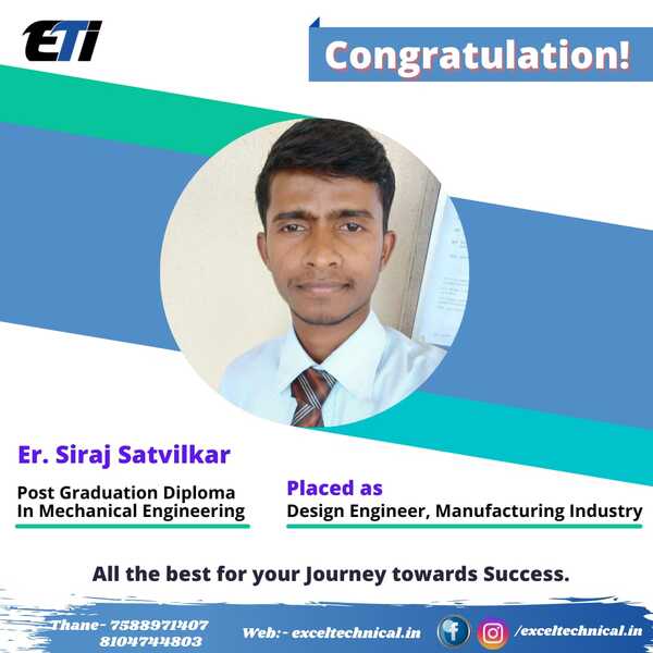 Mr. Siraj Satvilkar - Congratulations for placement as Design Engineer