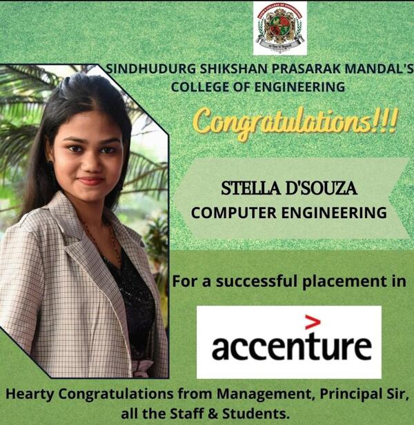 Ms. Stella Dsouza - Congratulations for placement in Accenture