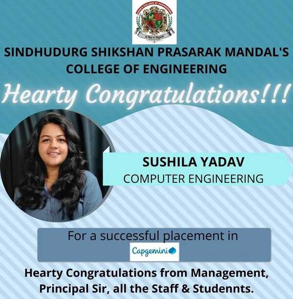 Ms. Sushila Yadav - Congratulations for placement in Capgemini